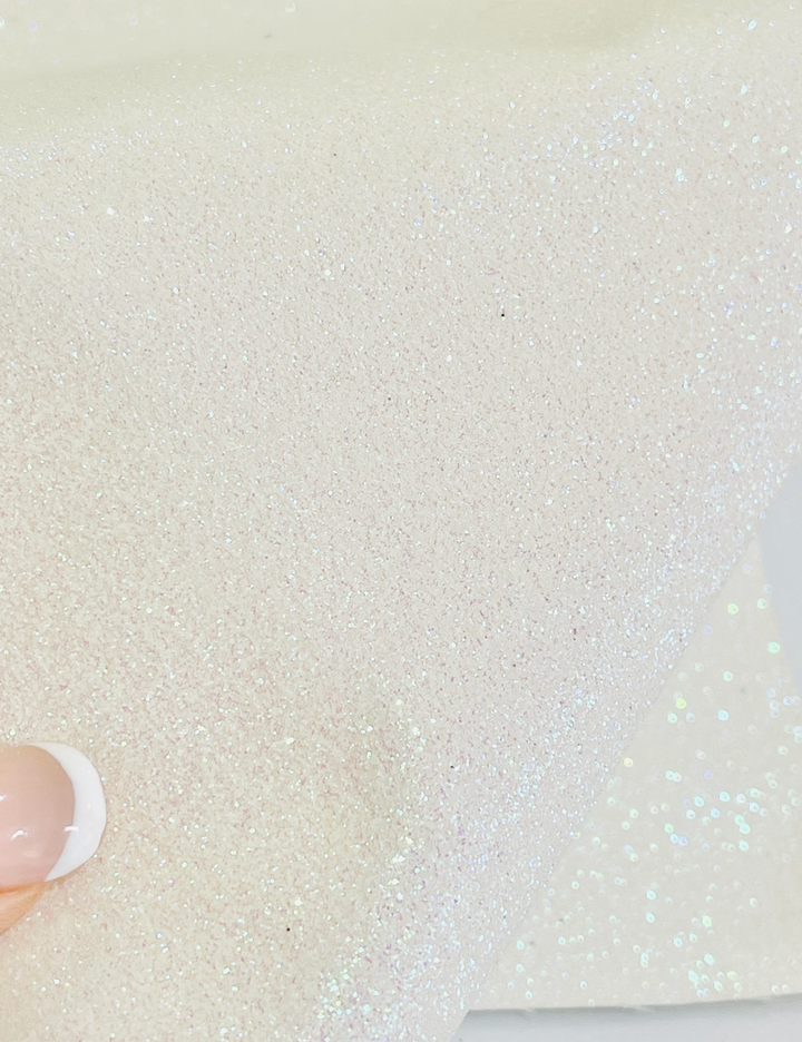 Marshmallow Pink White Fine Glitter Leatherette - Thin 0.6mm