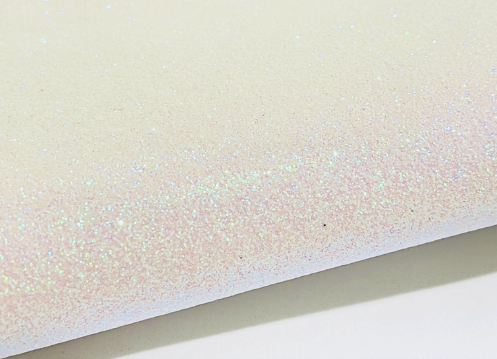 Marshmallow Pink White Fine Glitter Leatherette - Thin 0.6mm