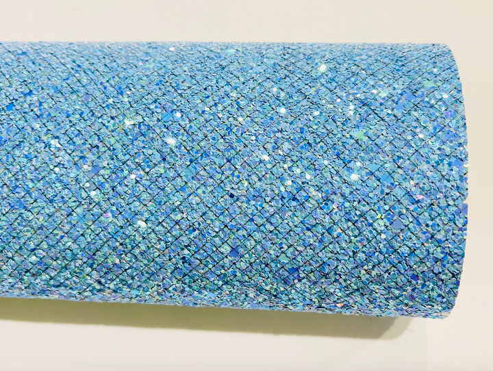 Feuilles de tissu à grosses paillettes bleues