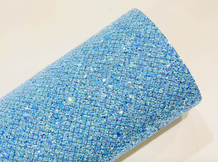 Feuilles de tissu à grosses paillettes bleues