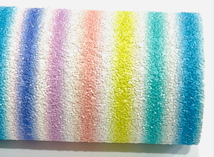 Rainbow Striped Chunky Glitter Leather