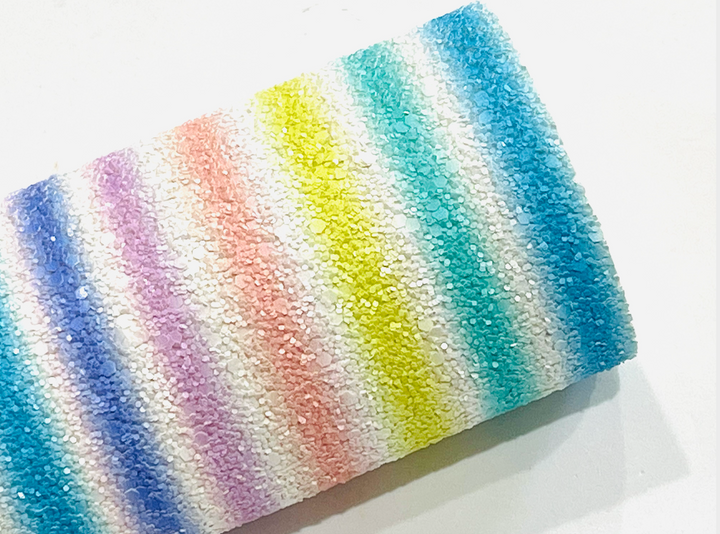 Rainbow Striped Chunky Glitter Leather