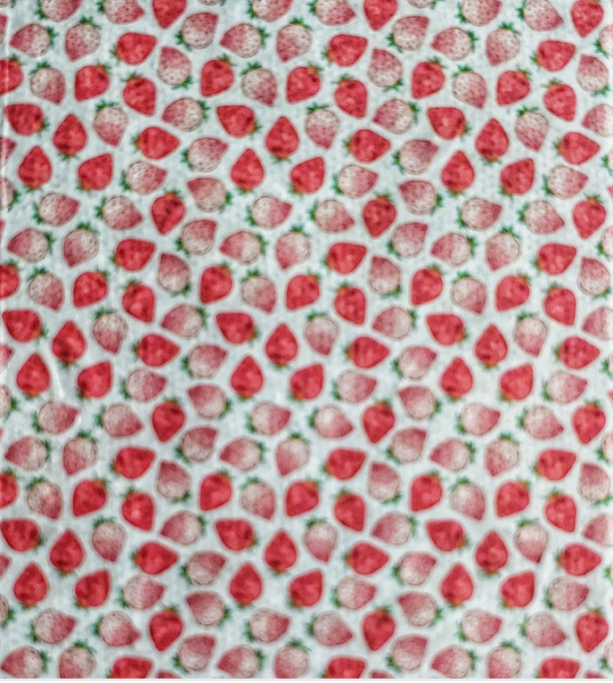 Feuille de serviette en tissu pour découpage - Imprimé fraise