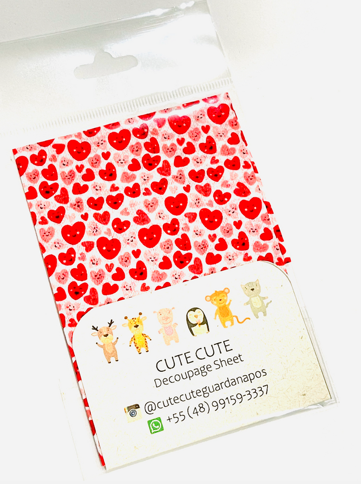 Tissue Napkin Sheet for Decoupage - Love Hearts