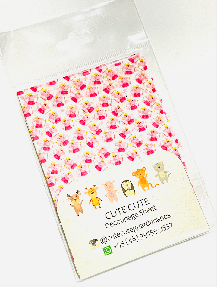 Tissue Napkin Sheet for Decoupage - Pig Princess