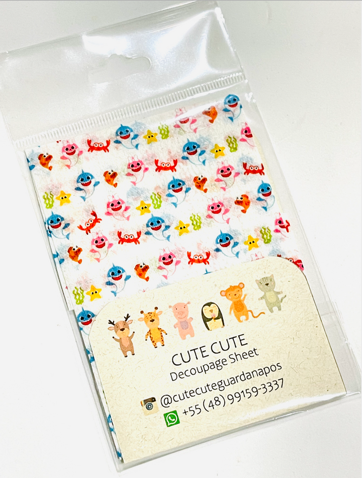 Tissue Napkin Sheet for Decoupage - Rainbow Sharks