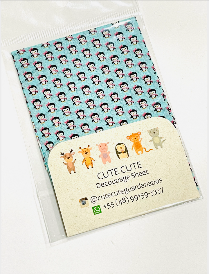 Tissue Napkin Sheet for Decoupage - Penguins