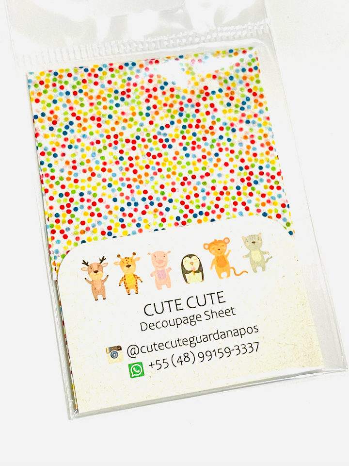 Feuille de serviette en tissu pour découpage - Points colorés