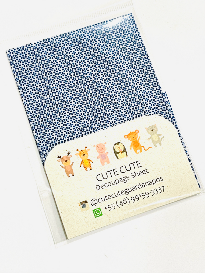 Tissue Napkin Sheet for Decoupage - Blue White Print
