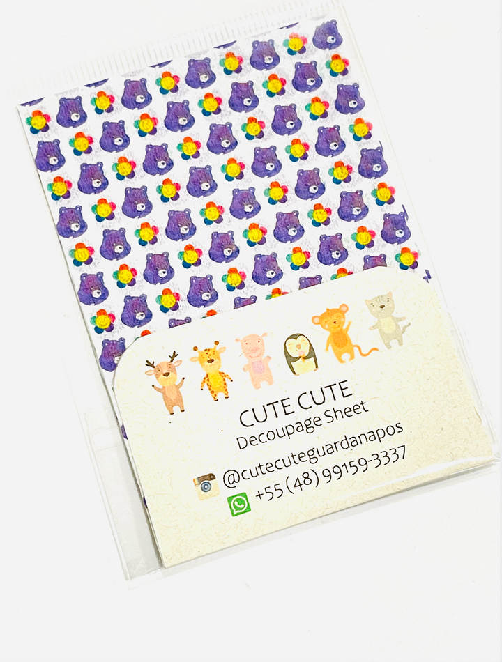 Tissue Napkin Sheet for Decoupage -  Purple Bear