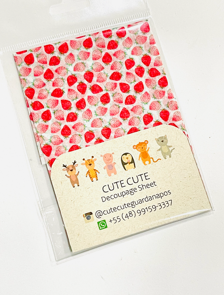 Feuille de serviette en tissu pour découpage - Imprimé fraise