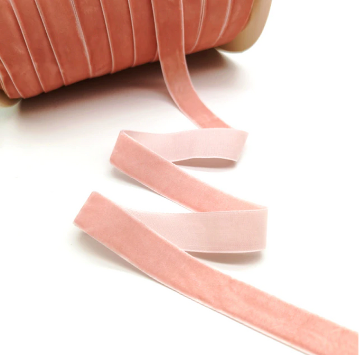 Ruban de velours - 15 mm ou 25 mm - Rose saumon - 5 yards