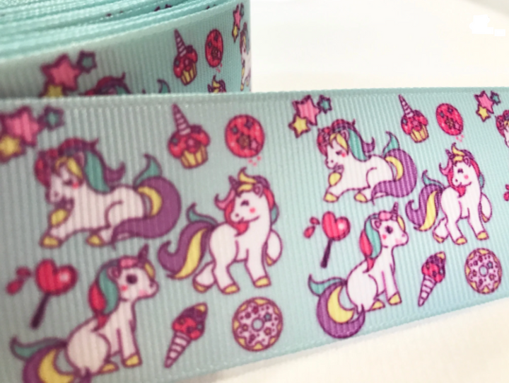 Ruban imprimé licorne glaces et cupcakes 38 mm 1,5"5 yards