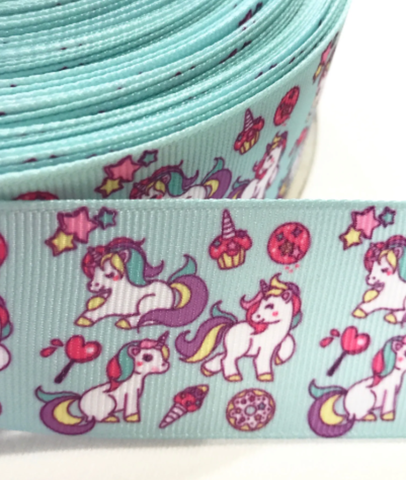 Ruban imprimé licorne glaces et cupcakes 38 mm 1,5"5 yards