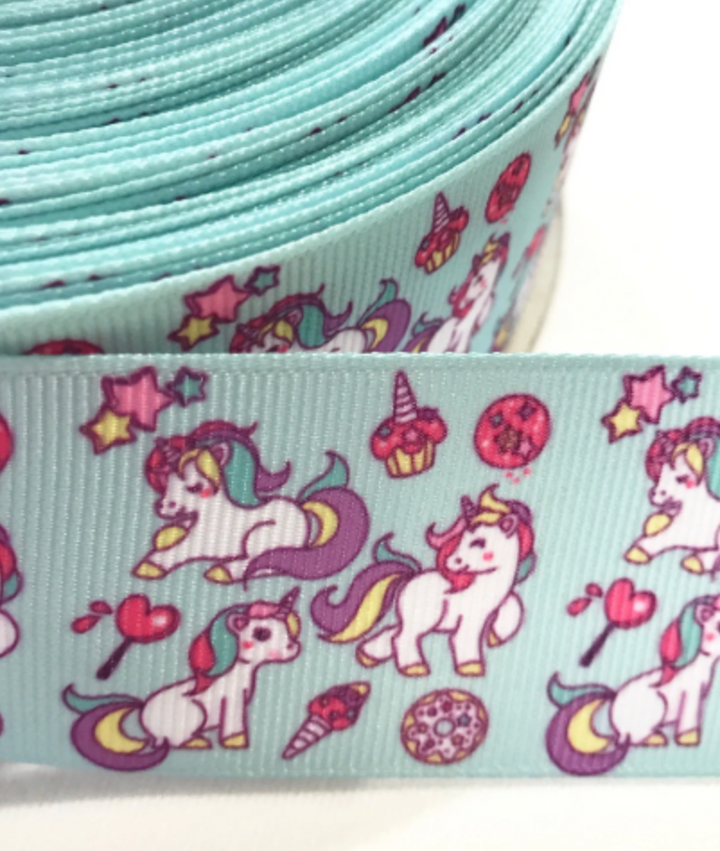 Ruban imprimé licorne glaces et cupcakes 38 mm 1,5"5 yards