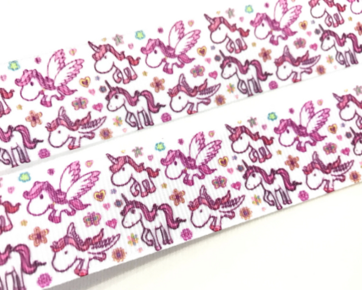 Ruban imprimé licorne 25 mm 7/8" 5 yards
