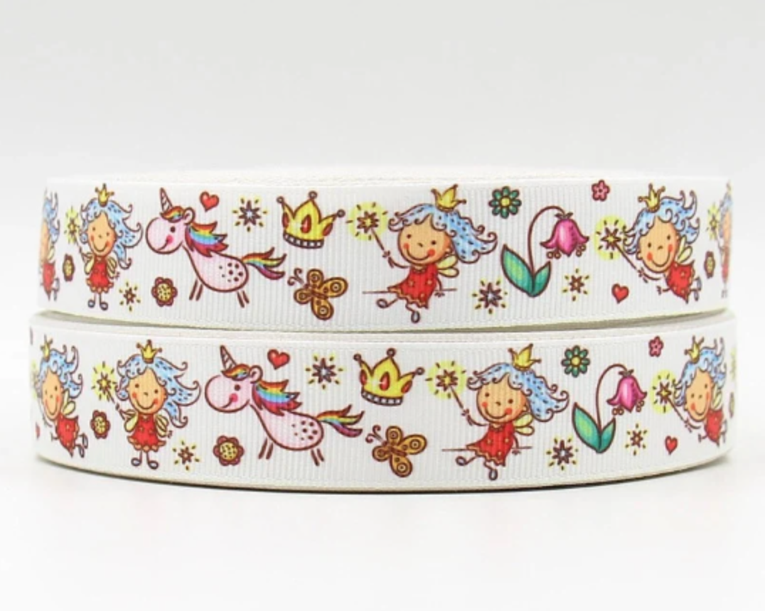 Princess Fairy Magic Wand Unicorn Grosgrain Ribbon 22mm Width 5 Yards