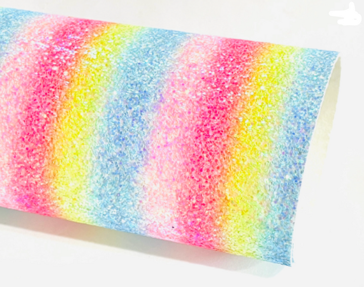 Rainbow Striped Chunky Glitter Fabric Sheet