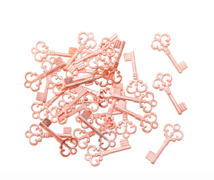 10 x Rose Gold Tone Key Charms