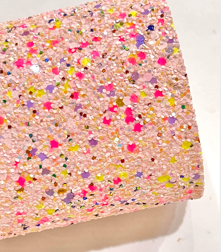 Cuir à paillettes mélangées rose clair