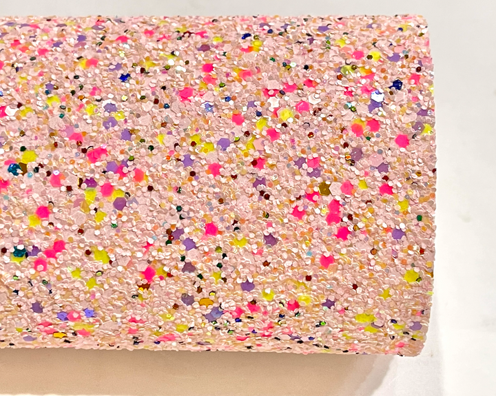 Cuir à paillettes mélangées rose clair