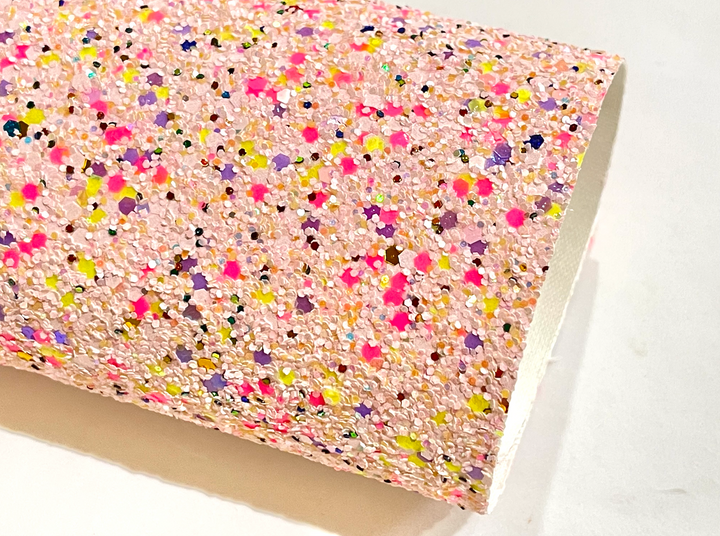 Cuir à paillettes mélangées rose clair