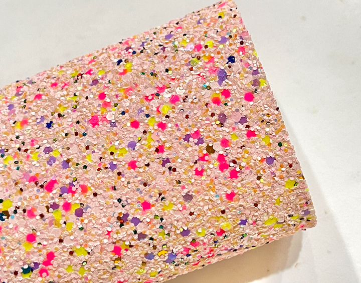 Cuir à paillettes mélangées rose clair