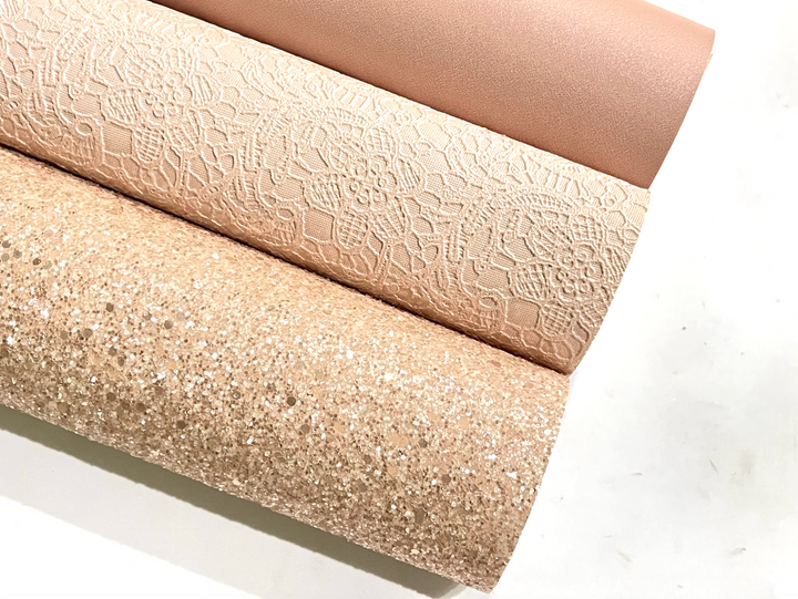 Beige Chunky Glitter Leather