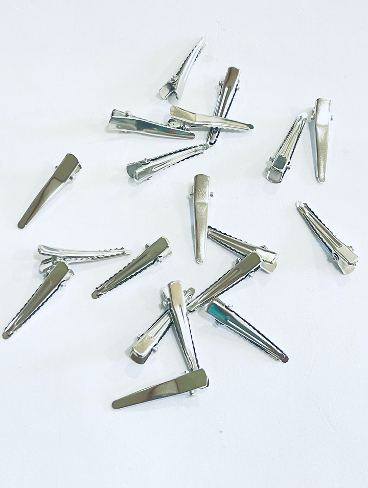 30mm Silver Single Prong Barrette Alligator Clips - 25 or 100 packs