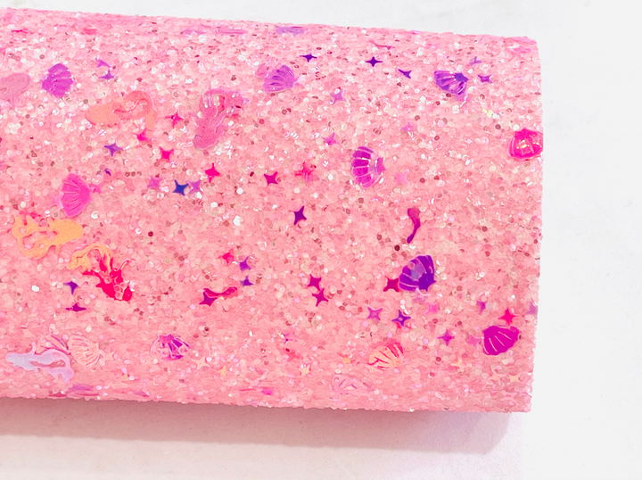 Feuille de paillettes épaisses en cristal rose Mermazing