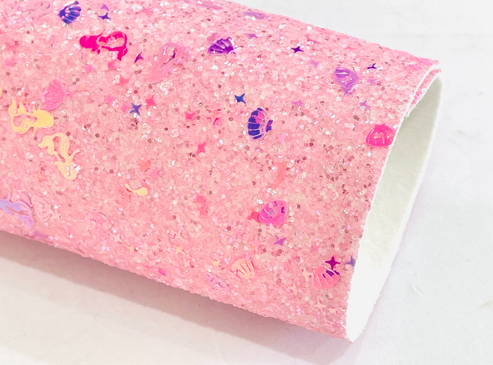 Feuille de paillettes épaisses en cristal rose Mermazing