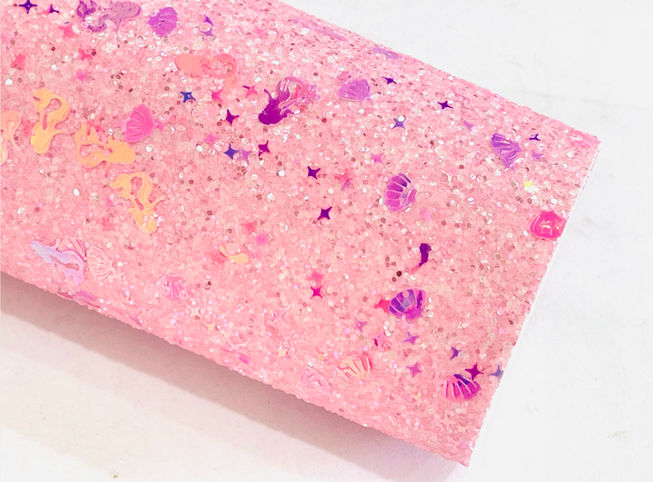 Feuille de paillettes épaisses en cristal rose Mermazing