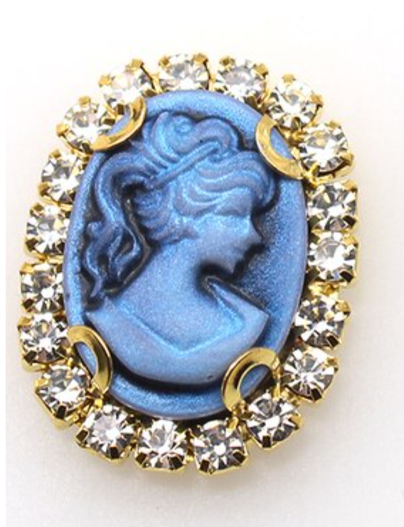 5 x Oval Shape Cameo Decorative Embellishments in a Gold Claw Setting - Blue