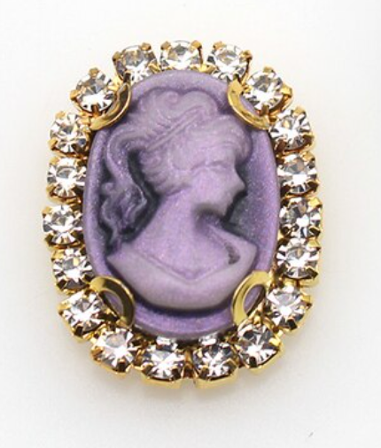 5 x embellissements décoratifs camée de forme ovale dans un serti griffe dorée - violet