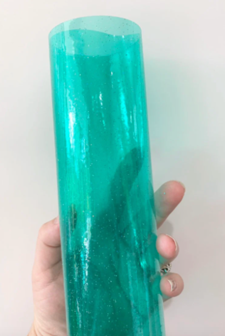 Green Clear Glitter PVC Sheets