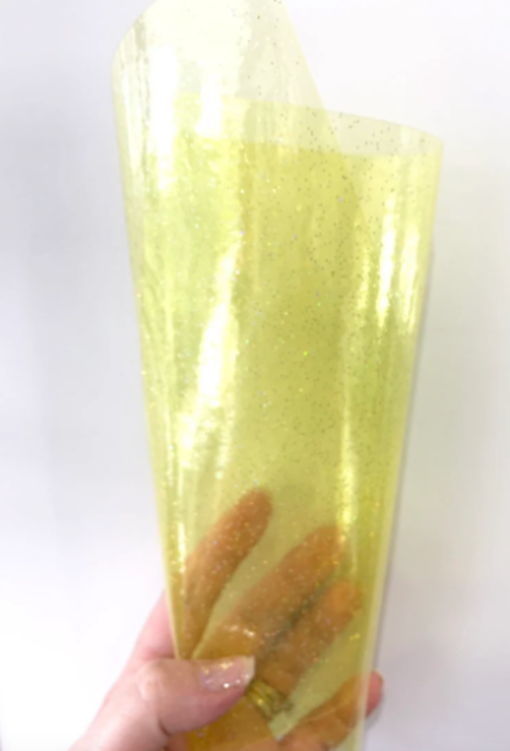 Yellow Clear Glitter PVC Sheets