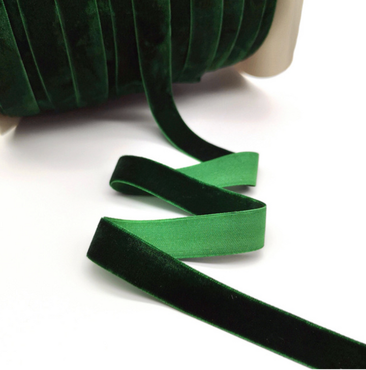 Ruban de velours - 15mm, 20mm ou 25mm - Vert foncé - lot de 5 yards