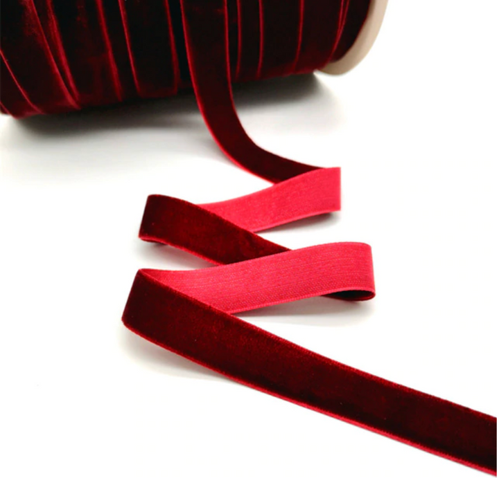 Ruban de velours - 15mm, 20mm ou 25mm - Vin Rouge - 5 yards