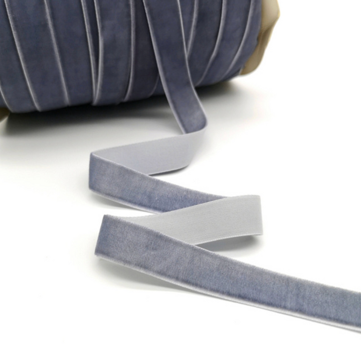 Grey Velvet Ribbon - 15mm or 25mm  - 5 yard lot