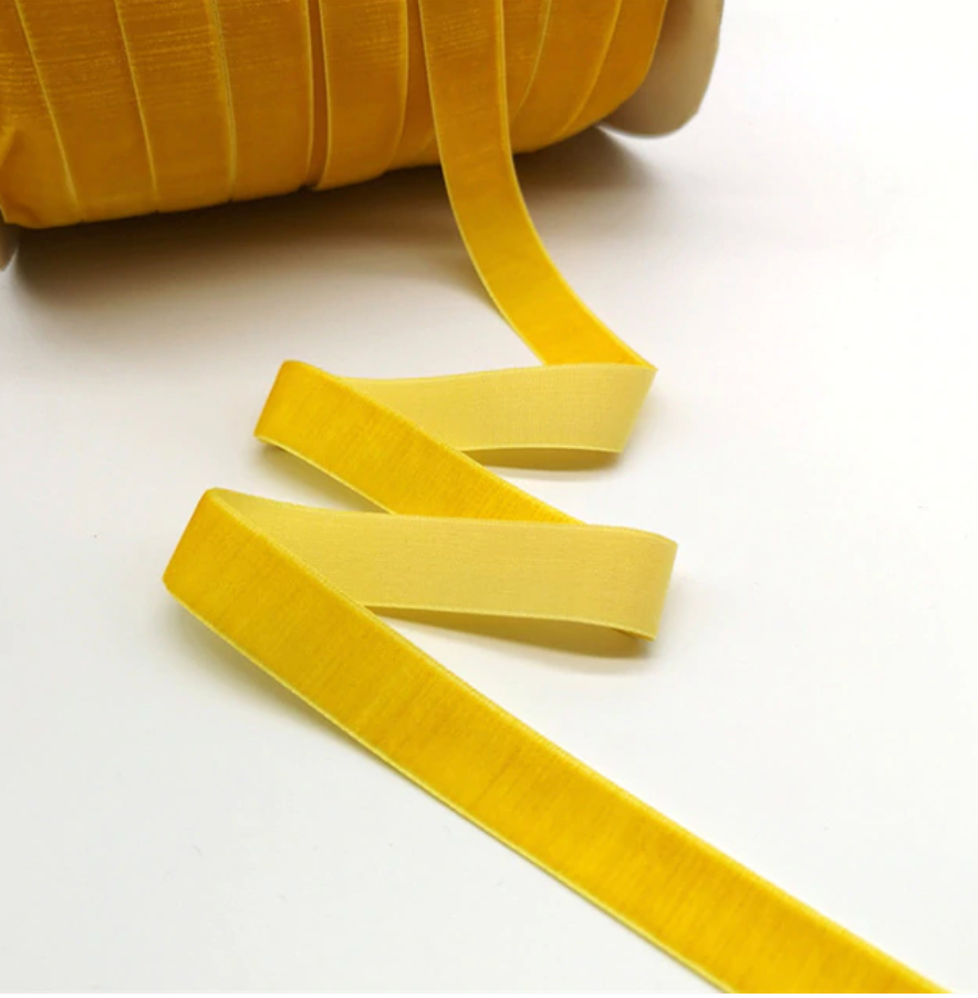 Velvet Ribbon - 25mm - Yellow - 5 yards