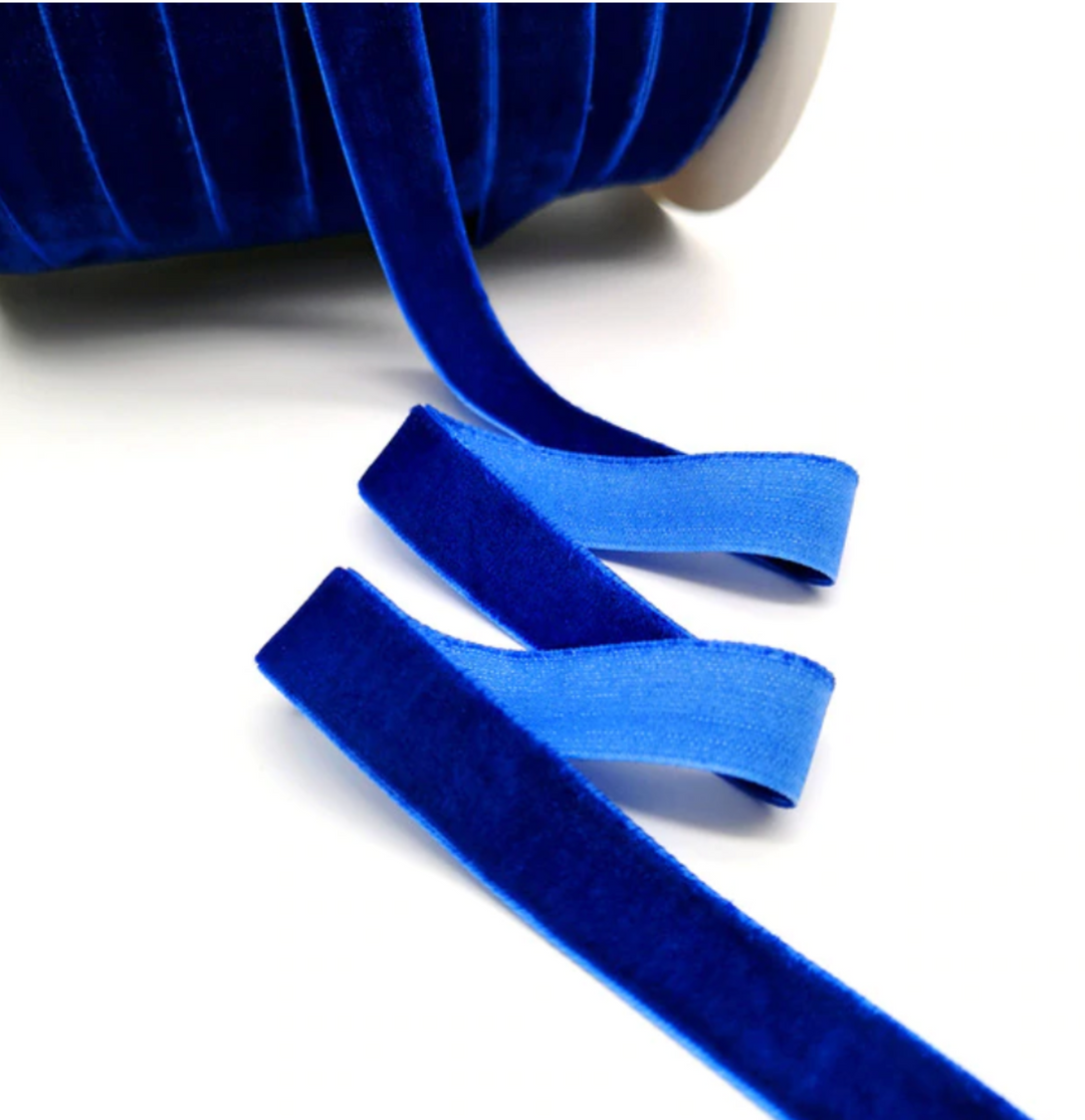 Ruban de velours - 15mm, 25mm - Bleu Royal - lot de 5 yards.