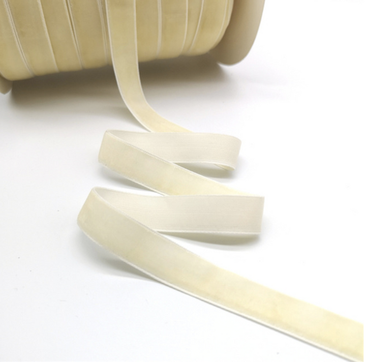 Ruban de velours - 15 ou 25mm - Crème vintage - lot de 5 yards.