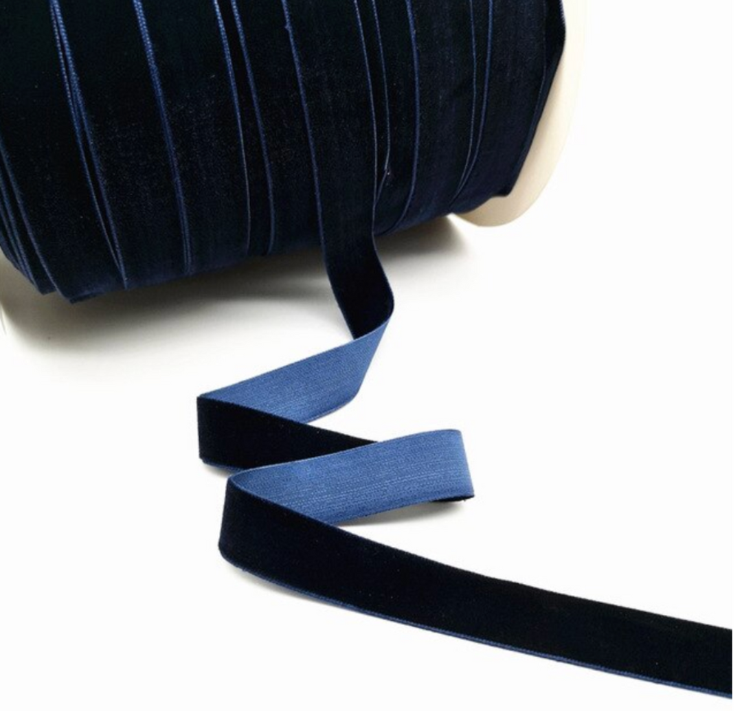 Ruban de velours - 15mm, 20mm, 25mm - Bleu Marine - lot de 5 yards.