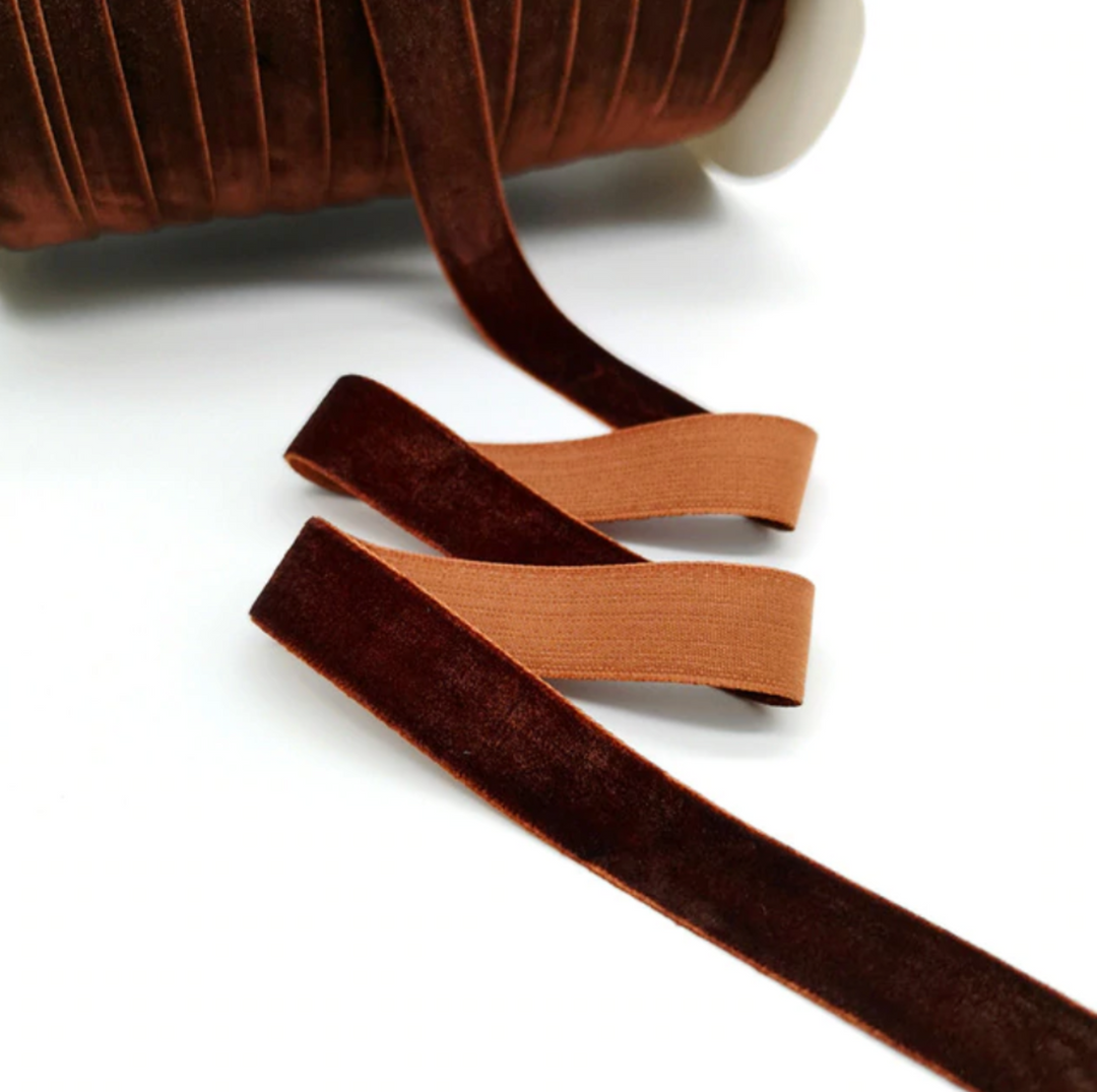 Ruban de velours brun - 15mm, 20mm ou 25mm - lot de 5 yards.