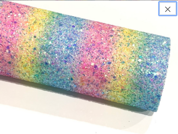 Tissu à grosses paillettes arc-en-ciel pastel pâle