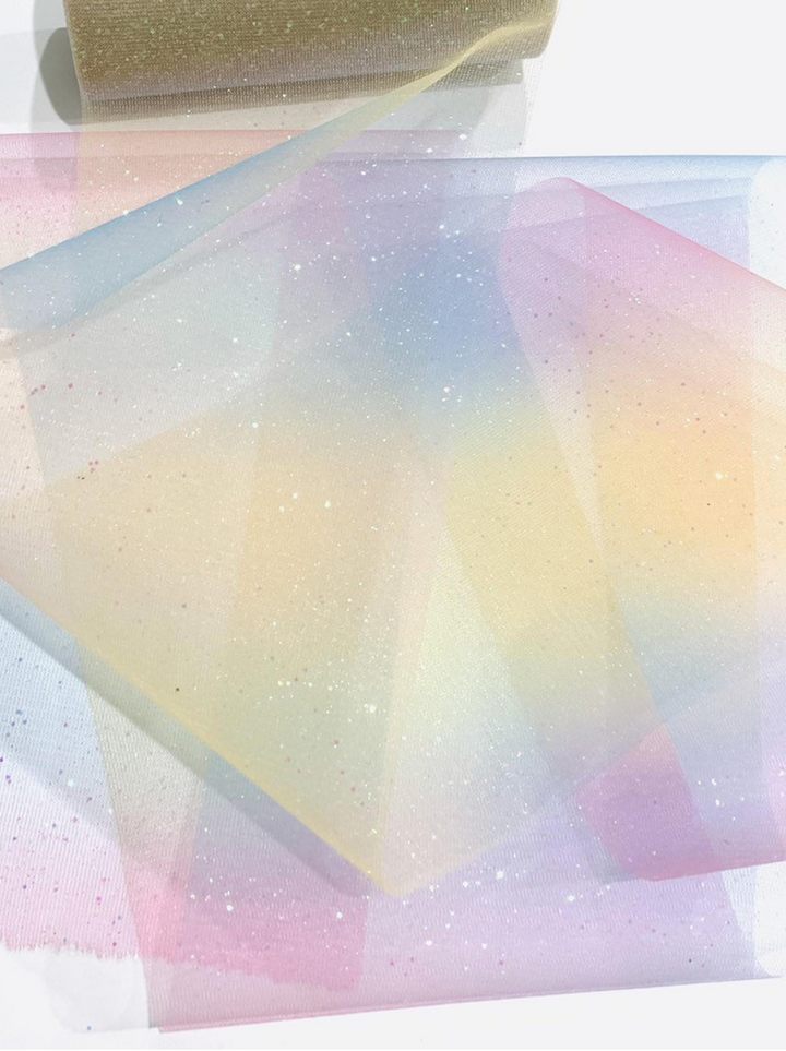 Rouleau de tulle à paillettes arc-en-ciel, 15 cm x 10 mètres