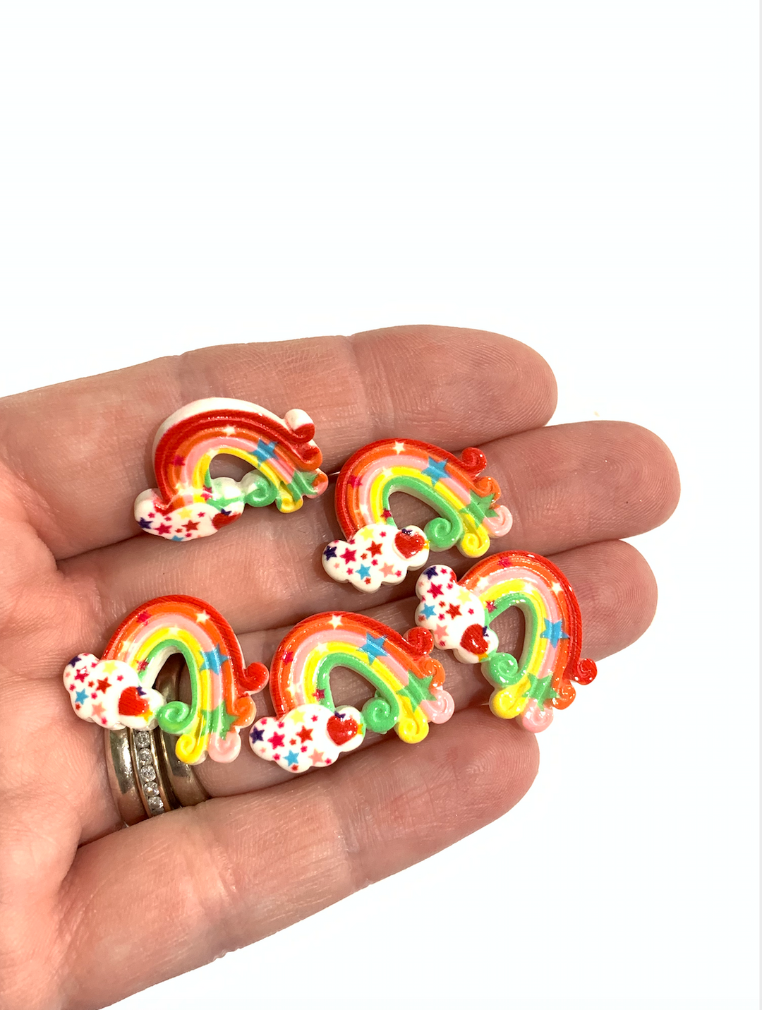 Small Red Rainbow Stars Resins x 5