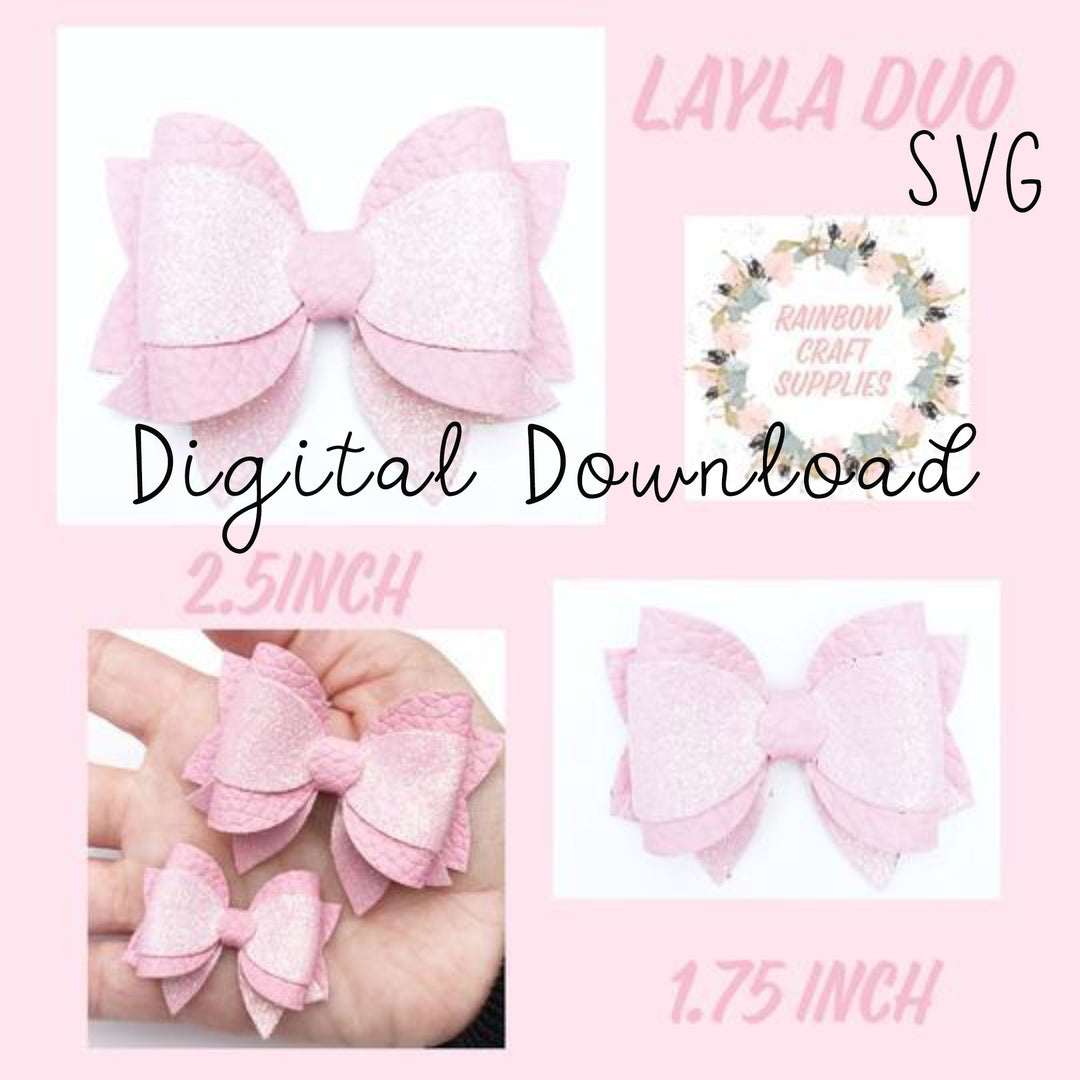 Baby Layla Duo SVG et PDF - 1.75" & 2.5" Layla Bow Template TÉLÉCHARGEMENT NUMÉRIQUE
