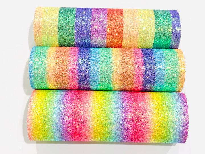 Rainbow Stripes Chunky Glitter Fabric Sheets