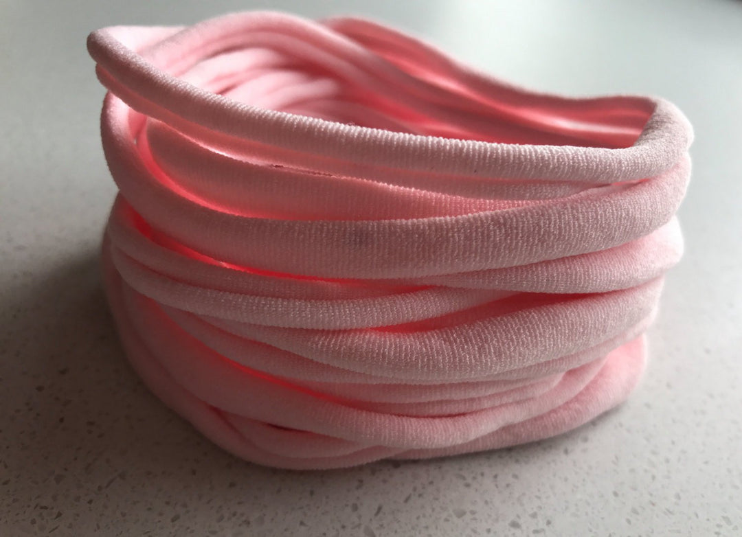 PALE PINK Nylon Headbands, Soft Nylon Bands, Baby Headbands, DIY Bows, Hair Bow Supplies, DIY Supplies, One Size Fits Most Headbands